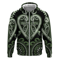 Custom Aotearoa Ngati Awa Zip Hoodie Maori Tribal Pattern LT05 Zip Hoodie Green - Polynesian Pride