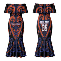 Custom Aotearoa Whakatohea Family Matching Mermaid Dress and Hawaiian Shirt Maori Tribal Pattern LT05 Mom's Dress Navy - Polynesian Pride