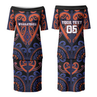 Custom Aotearoa Whakatohea Family Matching Puletasi and Hawaiian Shirt Maori Tribal Pattern LT05 Mom's Dress Navy - Polynesian Pride