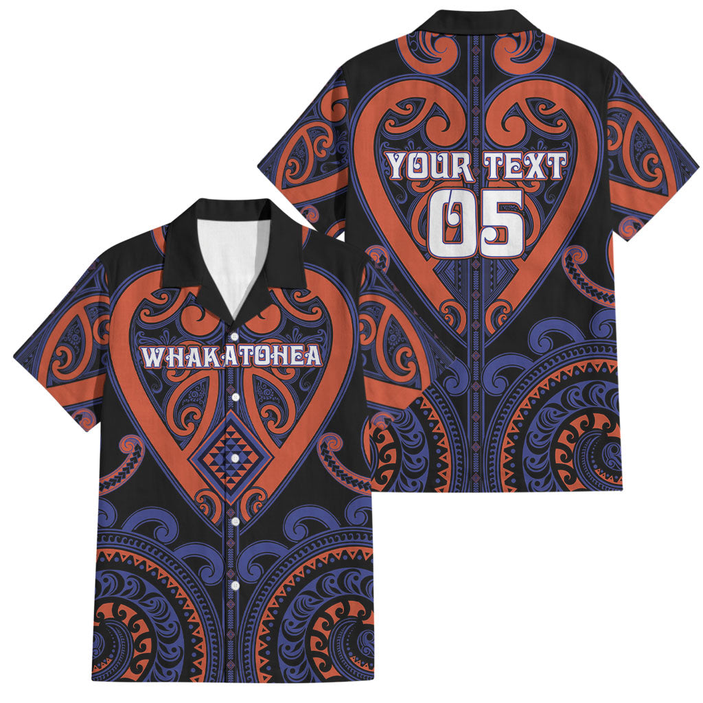Custom Aotearoa Whakatohea Family Matching Puletasi and Hawaiian Shirt Maori Tribal Pattern LT05 Dad's Shirt - Short Sleeve Navy - Polynesian Pride