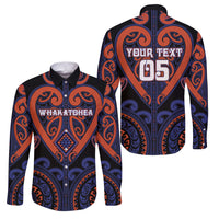 Custom Aotearoa Whakatohea Family Matching Summer Maxi Dress and Hawaiian Shirt Maori Tribal Pattern LT05 Dad's Shirt - Long Sleeve Navy - Polynesian Pride