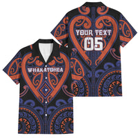 Custom Aotearoa Whakatohea Family Matching Tank Maxi Dress and Hawaiian Shirt Maori Tribal Pattern LT05 Dad's Shirt - Short Sleeve Navy - Polynesian Pride
