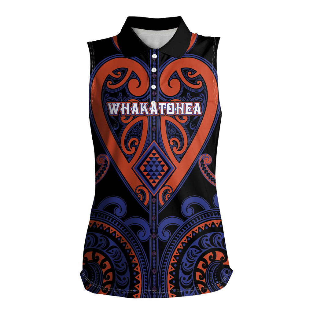 Custom Aotearoa Whakatohea Women Sleeveless Polo Shirt Maori Tribal Pattern