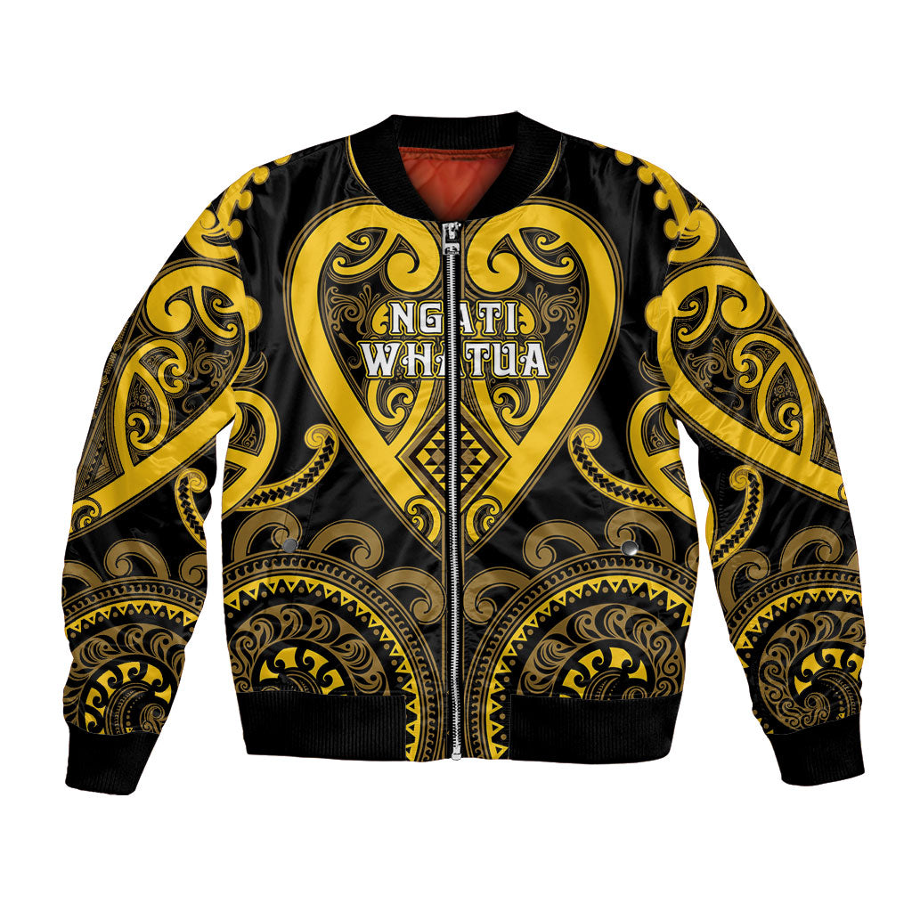 Custom Aotearoa Ngati Whatua Bomber Jacket Maori Tribal Pattern LT05 Unisex Yellow - Polynesian Pride