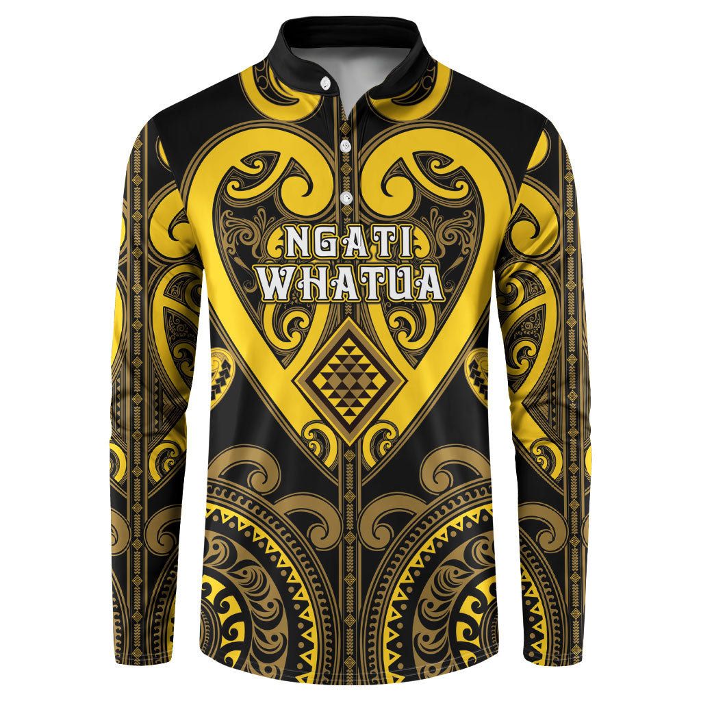 Custom Aotearoa Ngati Whatua Button Sweatshirt Maori Tribal Pattern LT05 Yellow - Polynesian Pride