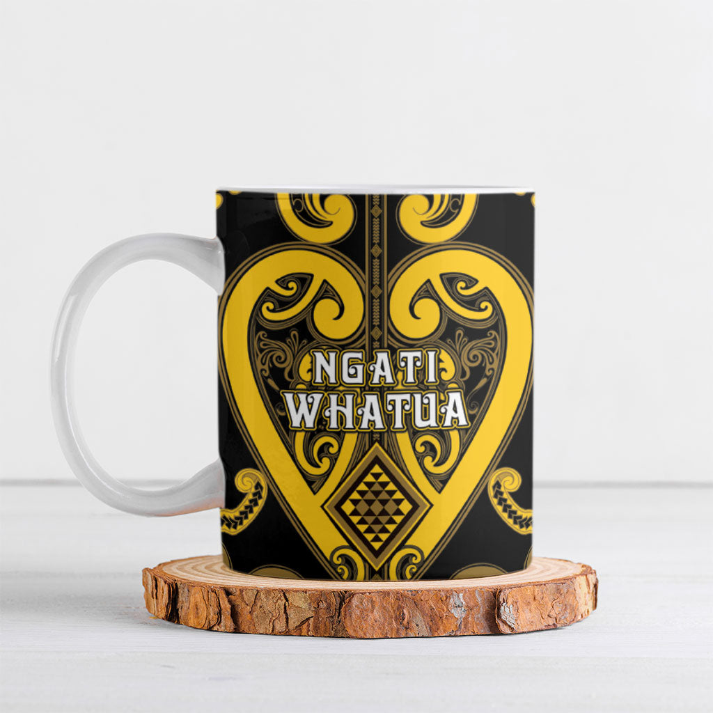 Custom Aotearoa Ngati Whatua Ceramic Mug Maori Tribal Pattern LT05 Yellow - Polynesian Pride