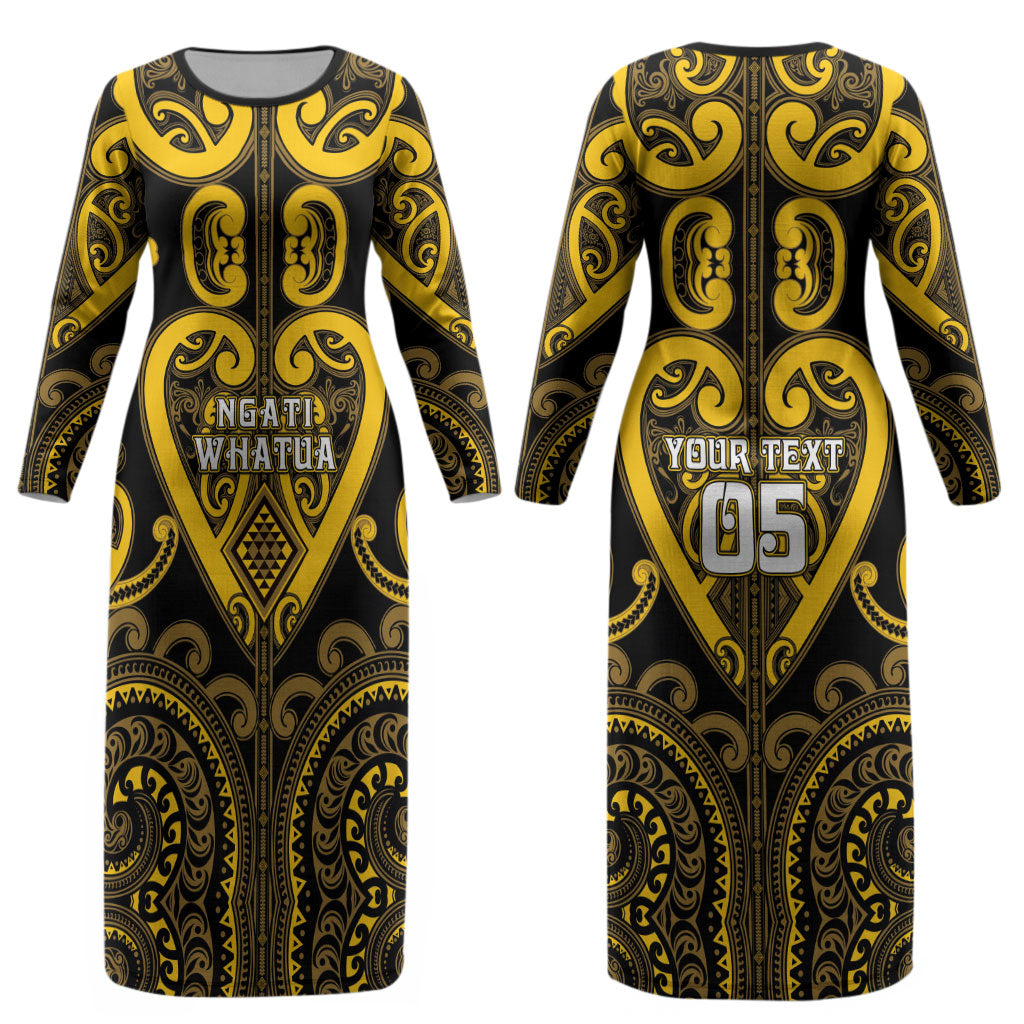 Custom Aotearoa Ngati Whatua Couples Matching Long Sleeve Bodycon Dress and Long Sleeve Button Shirt Maori Tribal Pattern LT05 - Polynesian Pride