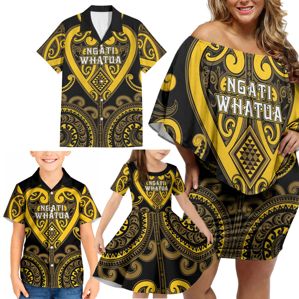 Custom Aotearoa Ngati Whatua Family Matching Off Shoulder Short Dress and Hawaiian Shirt Maori Tribal Pattern LT05 - Polynesian Pride