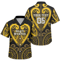 Custom Aotearoa Ngati Whatua Family Matching Off Shoulder Short Dress and Hawaiian Shirt Maori Tribal Pattern LT05 Son's Shirt Yellow - Polynesian Pride