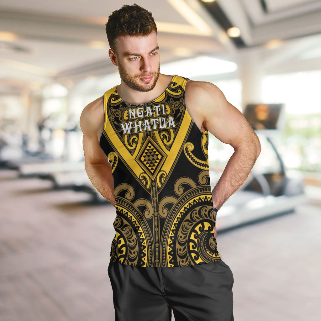 Custom Aotearoa Ngati Whatua Men Tank Top Maori Tribal Pattern LT05 Yellow - Polynesian Pride