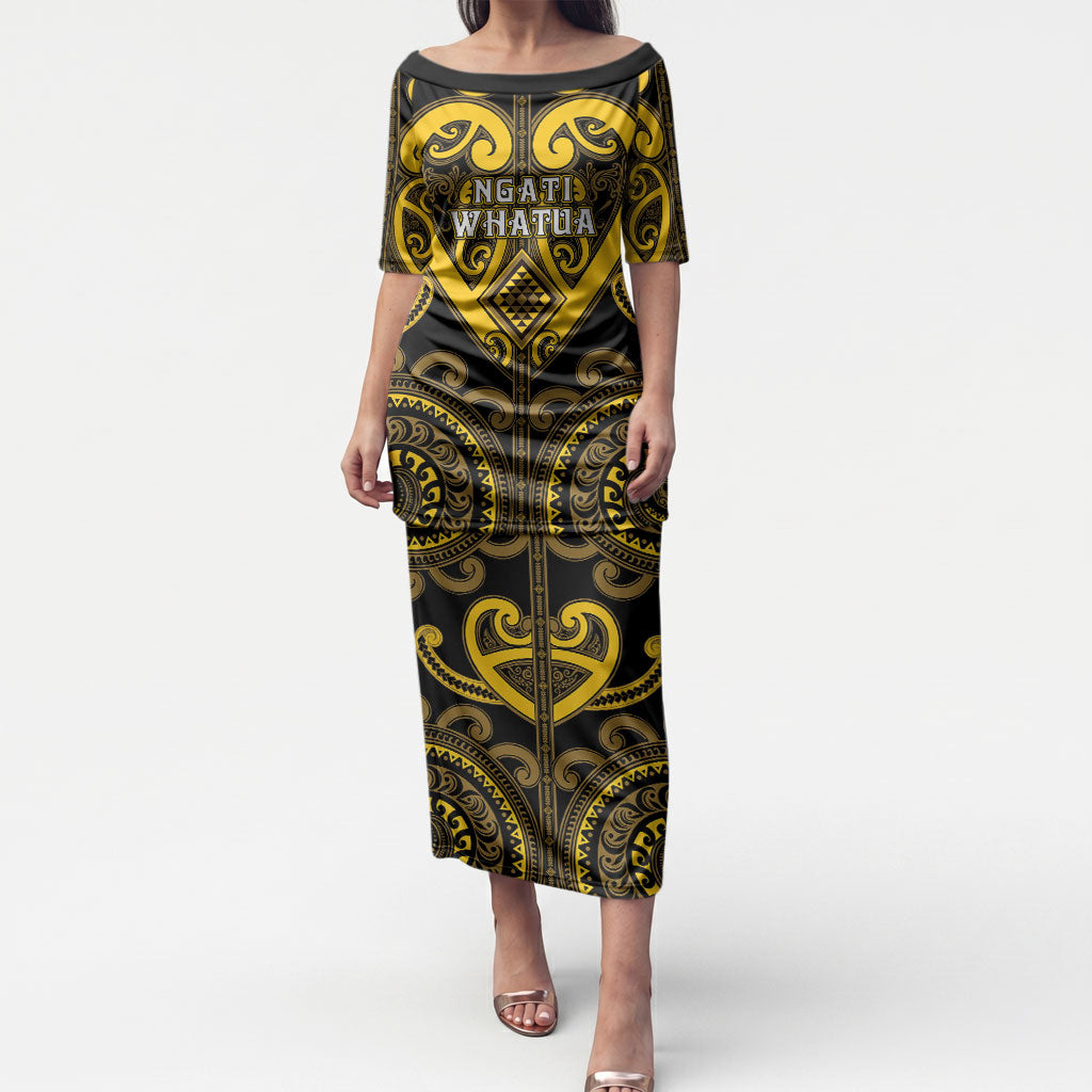 Custom Aotearoa Ngati Whatua Puletasi Maori Tribal Pattern LT05 Long Dress Yellow - Polynesian Pride