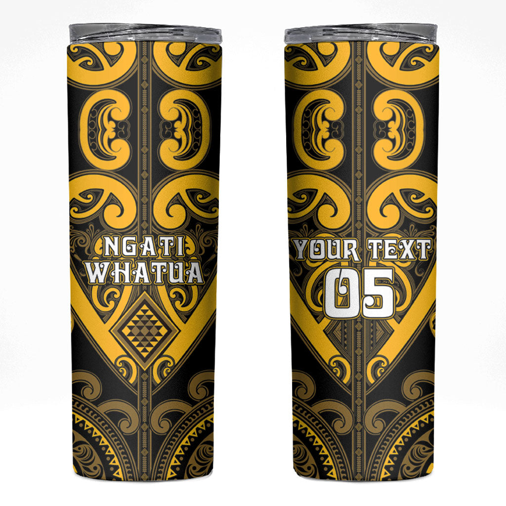 Custom Aotearoa Ngati Whatua Skinny Tumbler Maori Tribal Pattern LT05 Yellow - Polynesian Pride