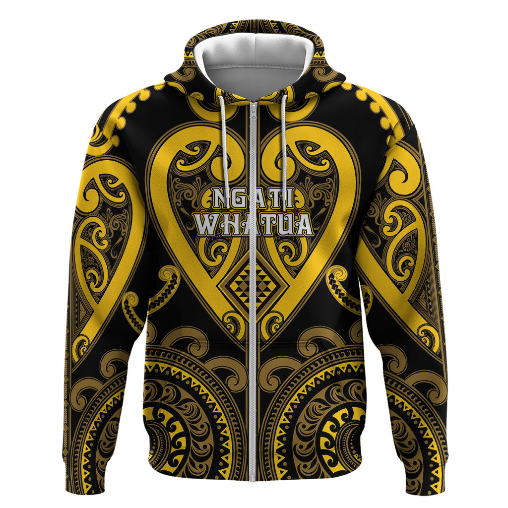 Custom Aotearoa Ngati Whatua Zip Hoodie Maori Tribal Pattern LT05 Zip Hoodie Yellow - Polynesian Pride