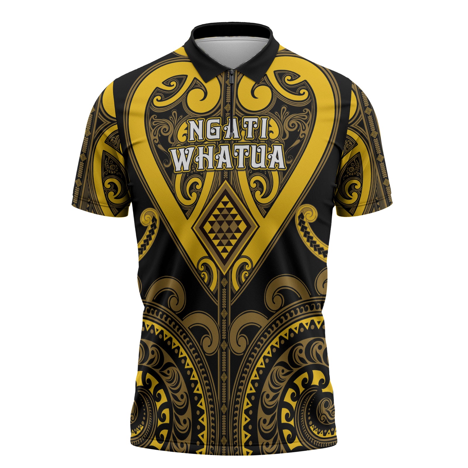 Custom Aotearoa Ngati Whatua Zipper Polo Shirt Maori Tribal Pattern