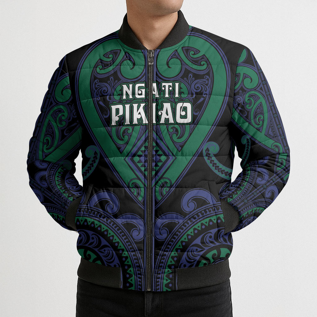 Custom Aotearoa Ngati Pikiao Bomber Puffer Jacket Maori Tribal Pattern LT05 - Polynesian Pride
