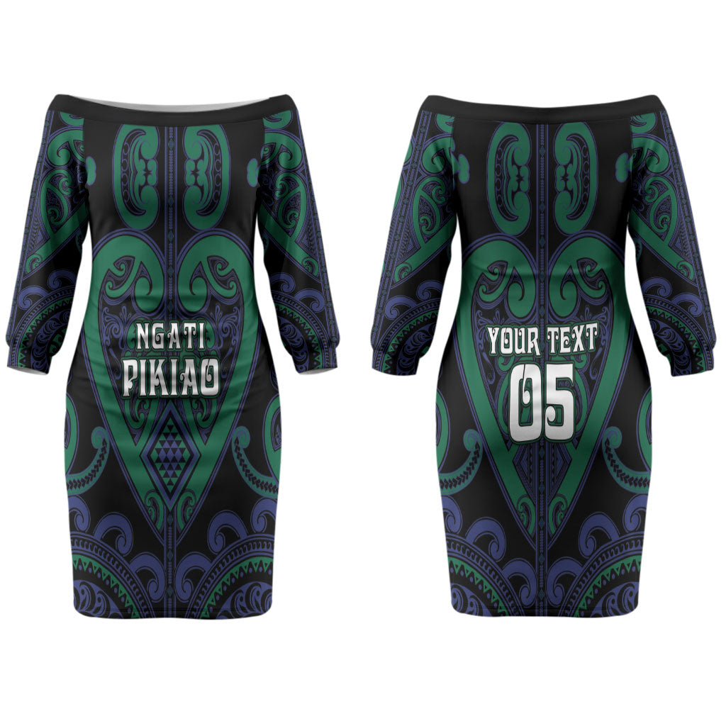 Custom Aotearoa Ngati Pikiao Couples Matching Off The Shoulder Long Sleeve Dress and Hawaiian Shirt Maori Tribal Pattern LT05 - Polynesian Pride