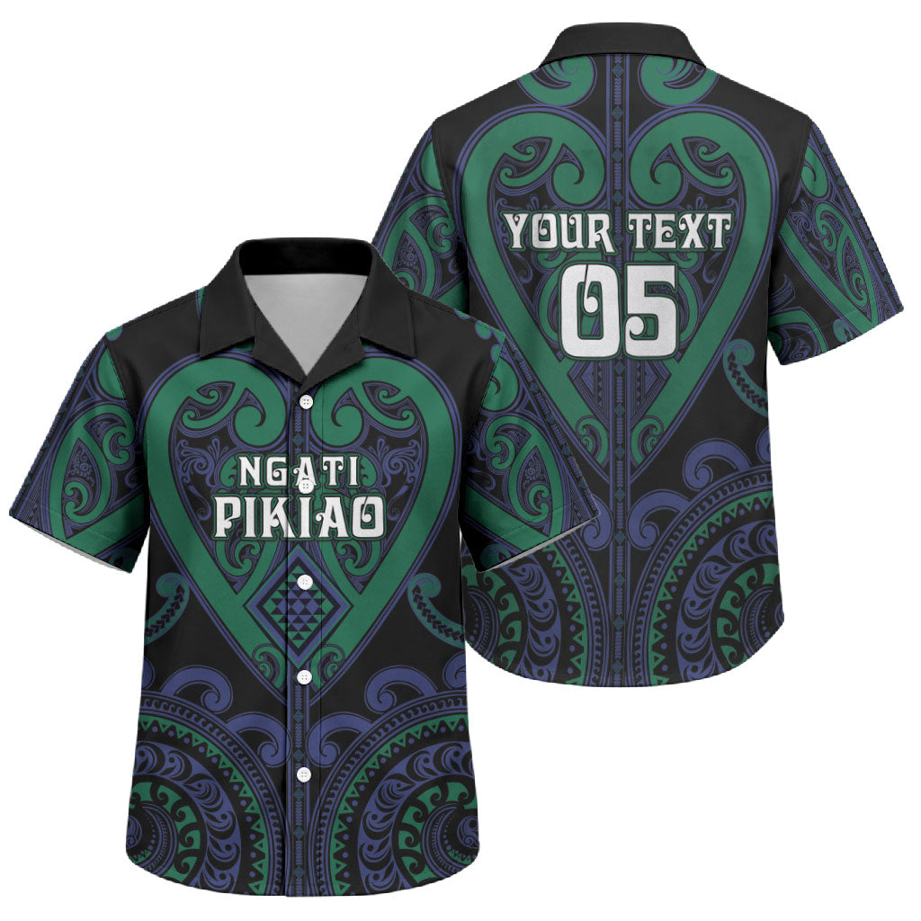 Custom Aotearoa Ngati Pikiao Family Matching Off The Shoulder Long Sleeve Dress and Hawaiian Shirt Maori Tribal Pattern LT05 Son's Shirt Green - Polynesian Pride