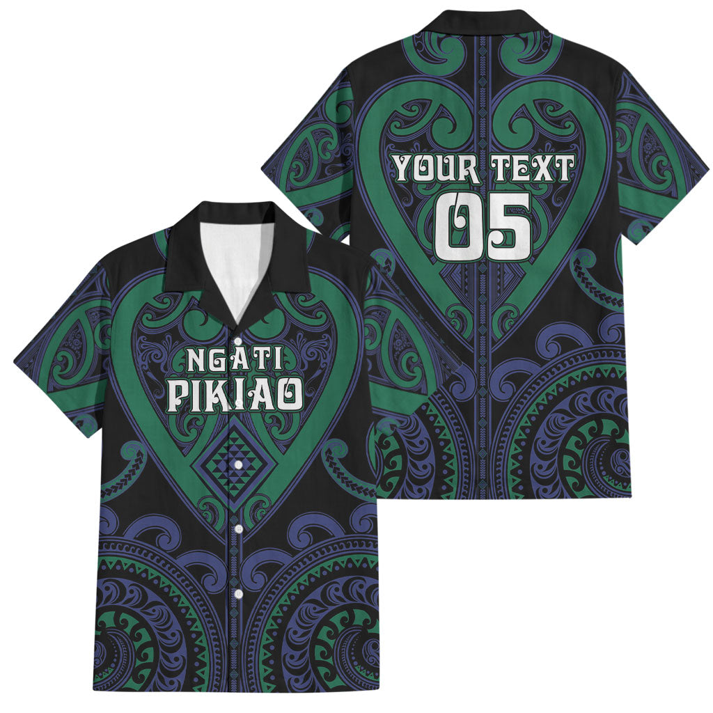 Custom Aotearoa Ngati Pikiao Family Matching Short Sleeve Bodycon Dress and Hawaiian Shirt Maori Tribal Pattern LT05 Dad's Shirt - Short Sleeve Green - Polynesian Pride