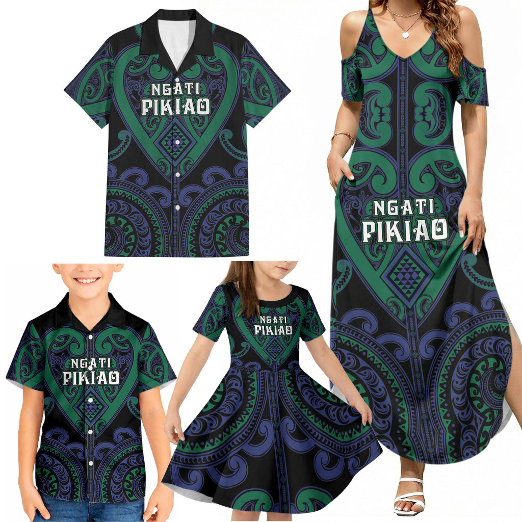 Custom Aotearoa Ngati Pikiao Family Matching Summer Maxi Dress and Hawaiian Shirt Maori Tribal Pattern LT05 - Polynesian Pride