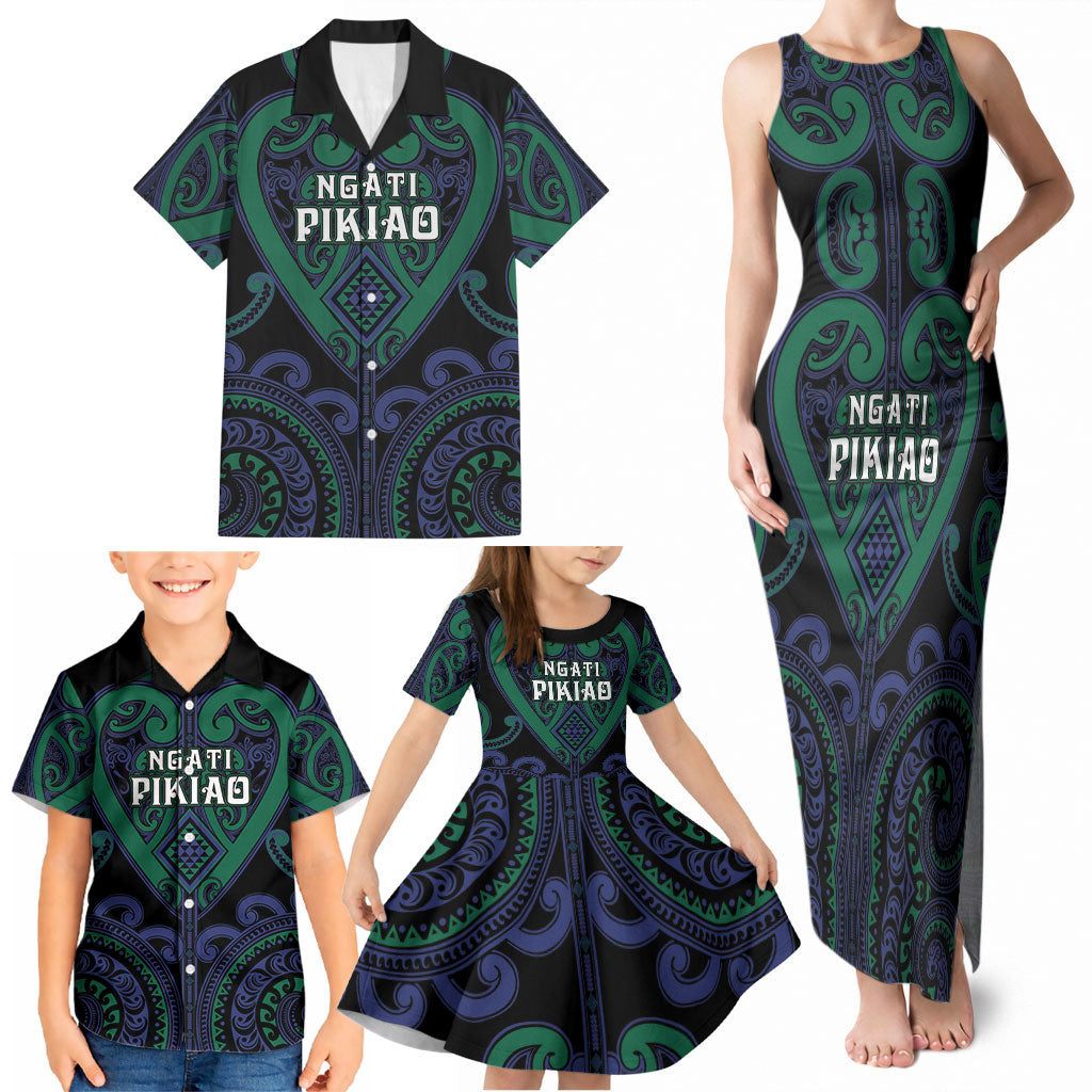 Custom Aotearoa Ngati Pikiao Family Matching Tank Maxi Dress and Hawaiian Shirt Maori Tribal Pattern LT05 - Polynesian Pride