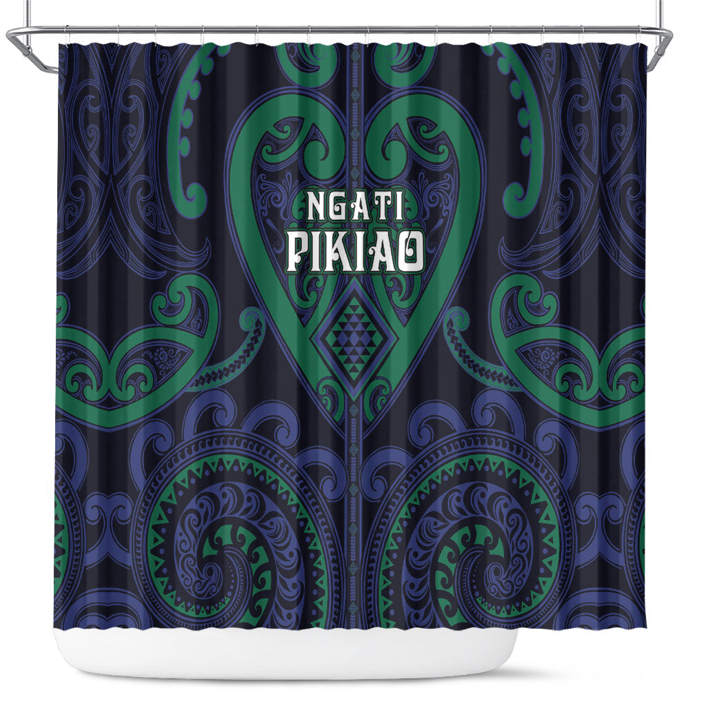 Aotearoa Ngati Pikiao Shower Curtain Maori Tribal Pattern LT05 Green - Polynesian Pride