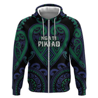 Custom Aotearoa Ngati Pikiao Zip Hoodie Maori Tribal Pattern LT05 Zip Hoodie Green - Polynesian Pride