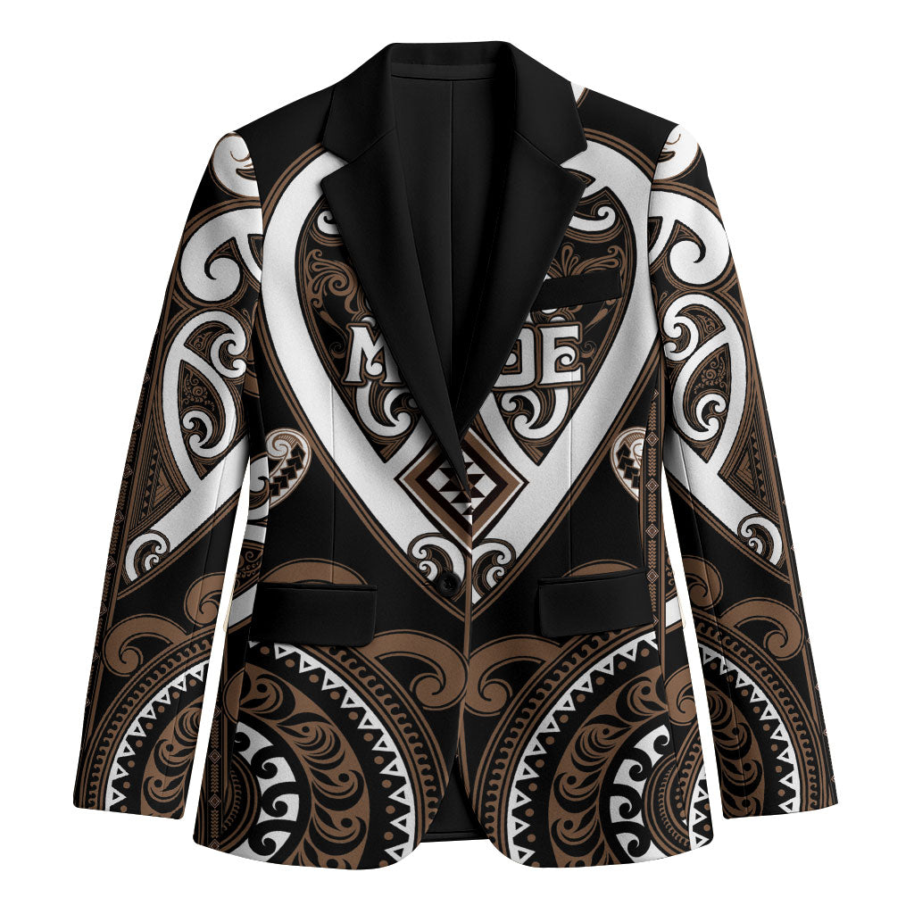 Custom Aotearoa Kati Mamoe Blazer Maori Tribal Pattern LT05 Unisex Brown - Polynesian Pride