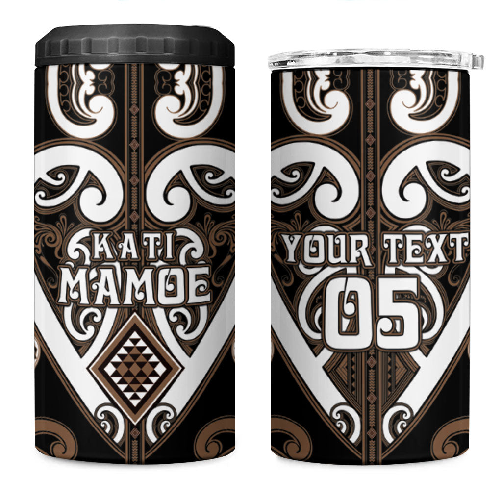 Custom Aotearoa Kati Mamoe 4 in 1 Can Cooler Tumbler Maori Tribal Pattern LT05 One Size: 16 oz Brown - Polynesian Pride