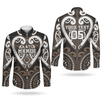 Custom Aotearoa Kati Mamoe Couples Matching Off Shoulder Short Dress and Long Sleeve Button Shirt Maori Tribal Pattern LT05 - Polynesian Pride