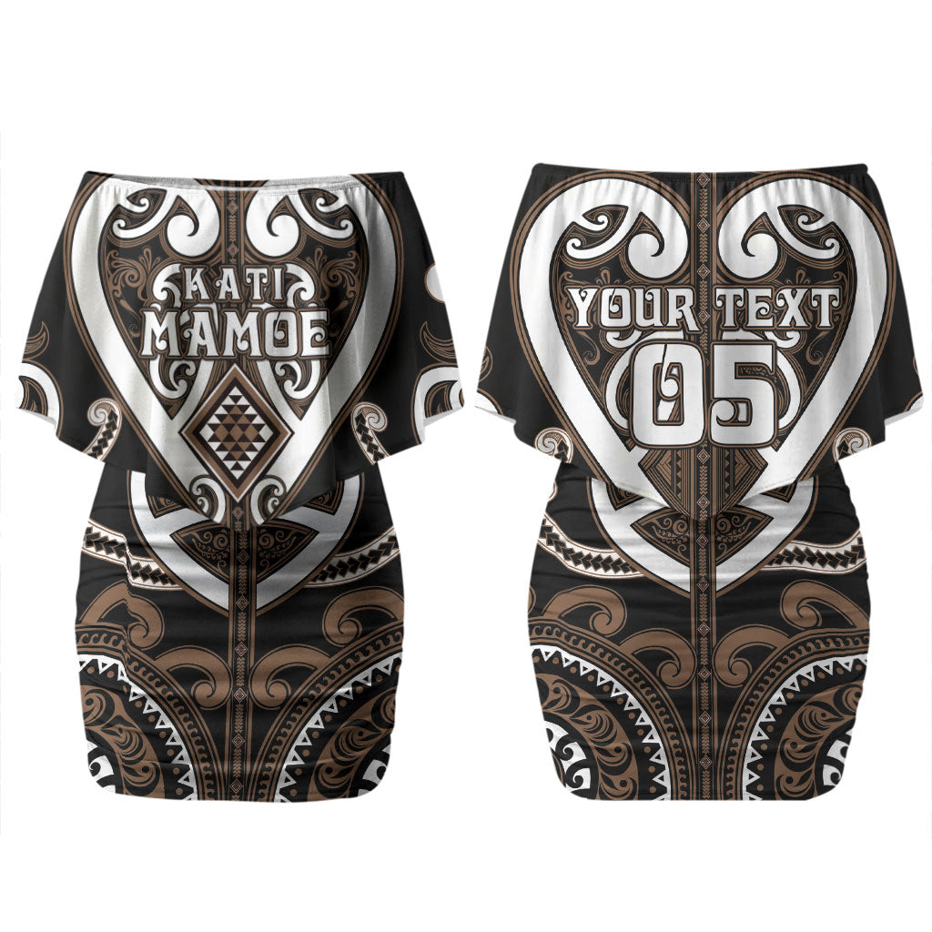 Custom Aotearoa Kati Mamoe Couples Matching Off Shoulder Short Dress and Long Sleeve Button Shirt Maori Tribal Pattern LT05 - Polynesian Pride