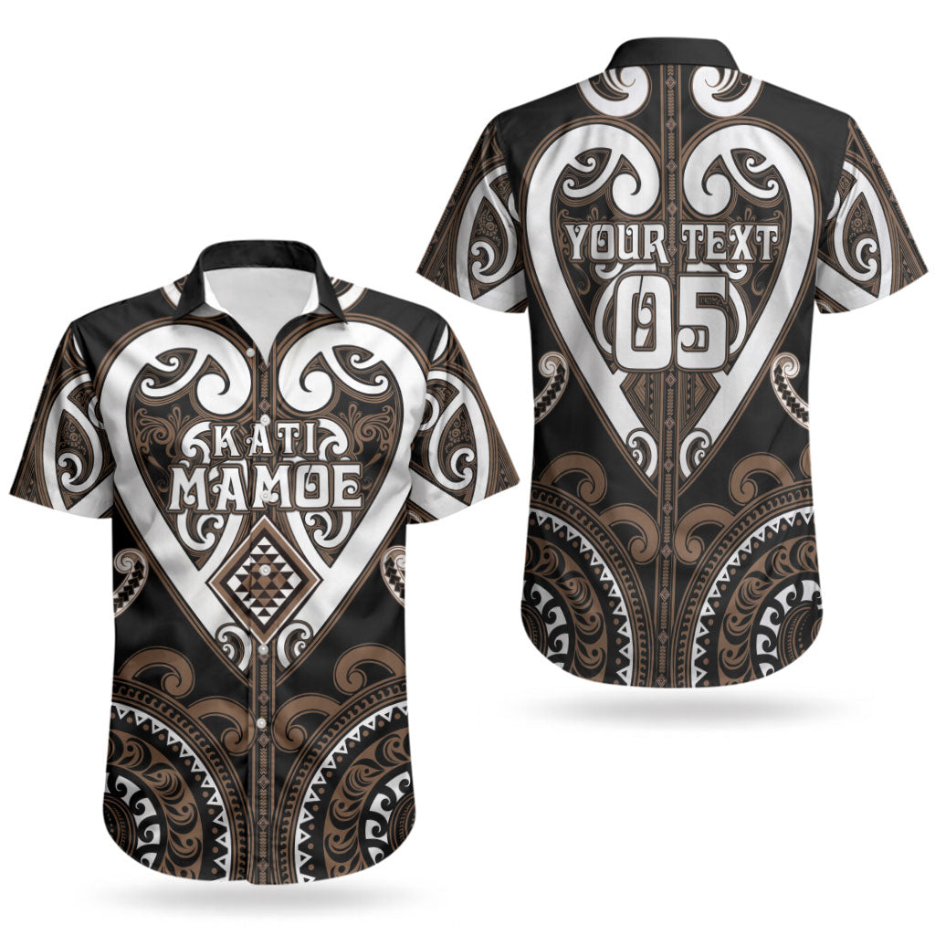 Custom Aotearoa Kati Mamoe Couples Matching Off The Shoulder Long Sleeve Dress and Hawaiian Shirt Maori Tribal Pattern LT05 - Polynesian Pride