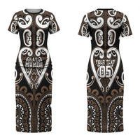 Custom Aotearoa Kati Mamoe Couples Matching Short Sleeve Bodycon Dress and Long Sleeve Button Shirt Maori Tribal Pattern LT05 - Polynesian Pride