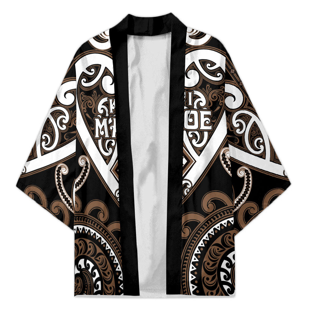 Custom Aotearoa Kati Mamoe Kimono Maori Tribal Pattern LT05 Unisex Brown - Polynesian Pride