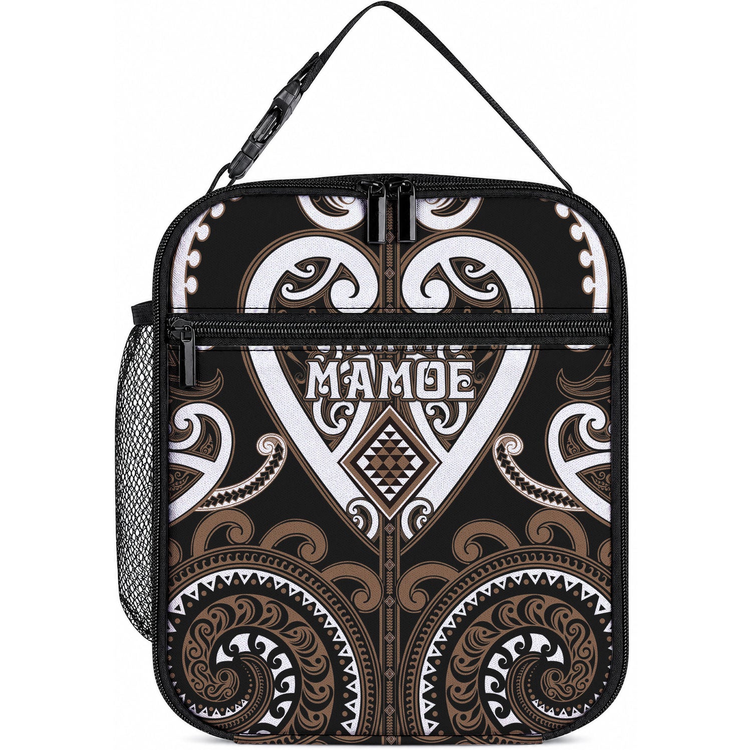 Aotearoa Kati Mamoe Lunch Bag Maori Tribal Pattern LT05 10.2 × 8.3 × 4.3 inch Brown - Polynesian Pride