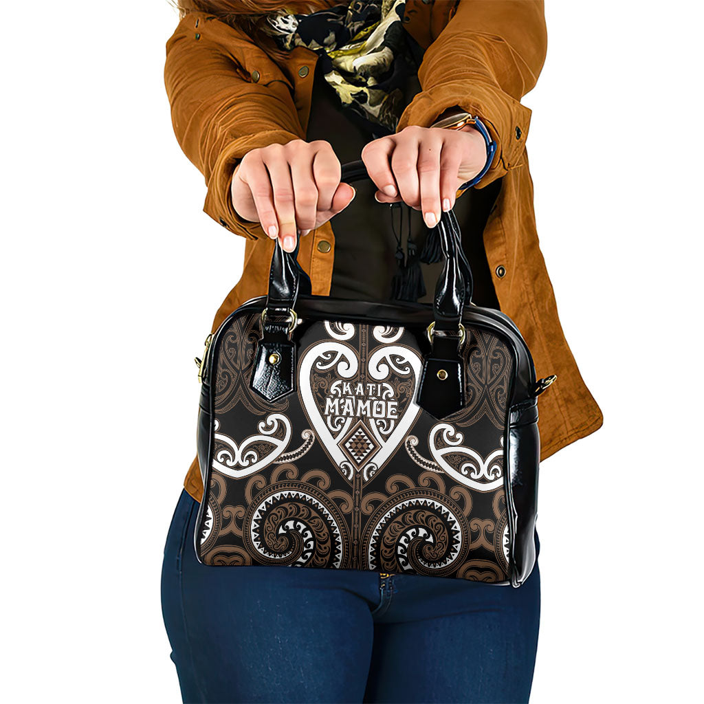 Aotearoa Kati Mamoe Shoulder Handbag Maori Tribal Pattern LT05 One Size Brown - Polynesian Pride