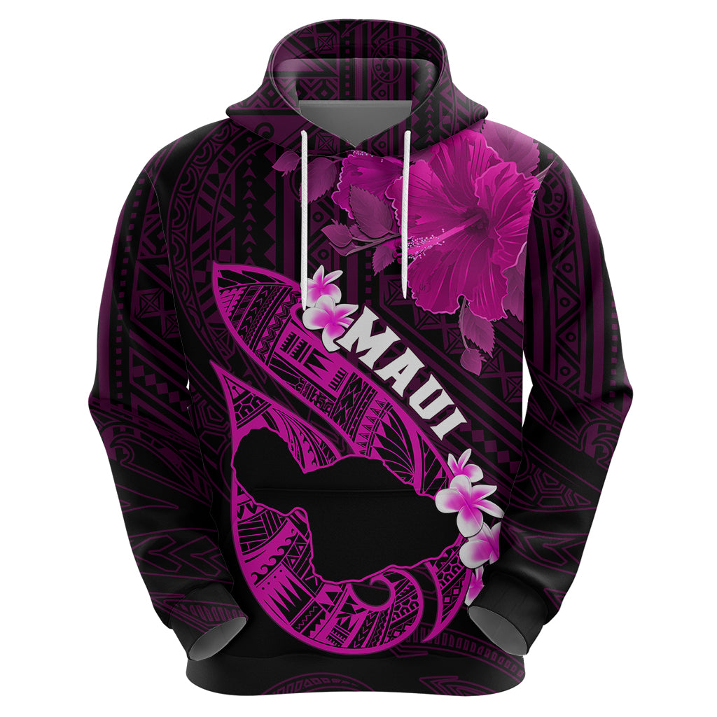 Personalized Hawaii Maui Hoodie Polynesian Fish Hook Hibiscus Pink Version LT05 - Polynesian Pride