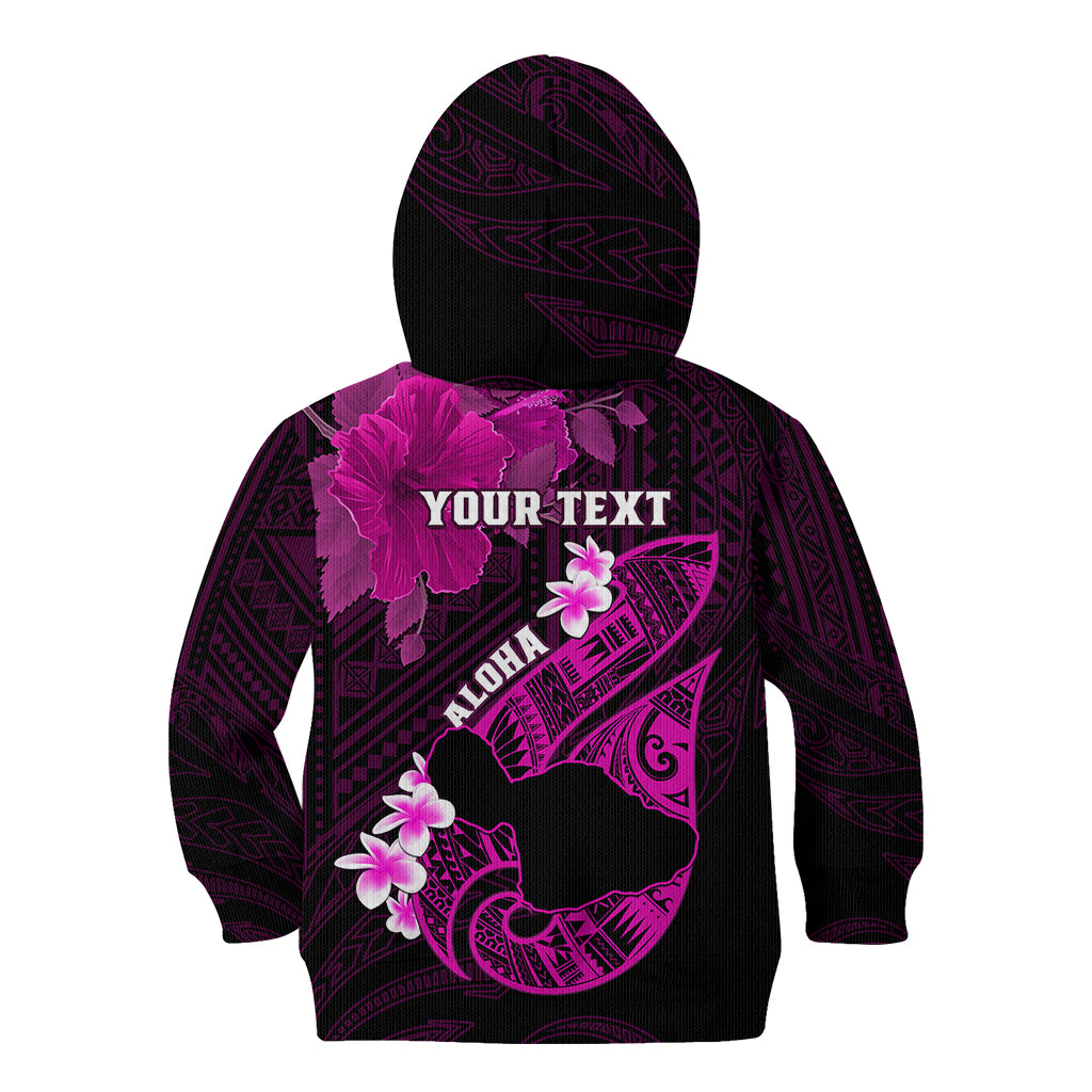 Personalized Hawaii Maui Kid Hoodie Polynesian Fish Hook Hibiscus Pink Version LT05 - Polynesian Pride