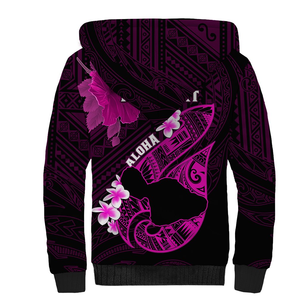 Personalized Hawaii Maui Sherpa Hoodie Polynesian Fish Hook Hibiscus Pink Version LT05 - Polynesian Pride
