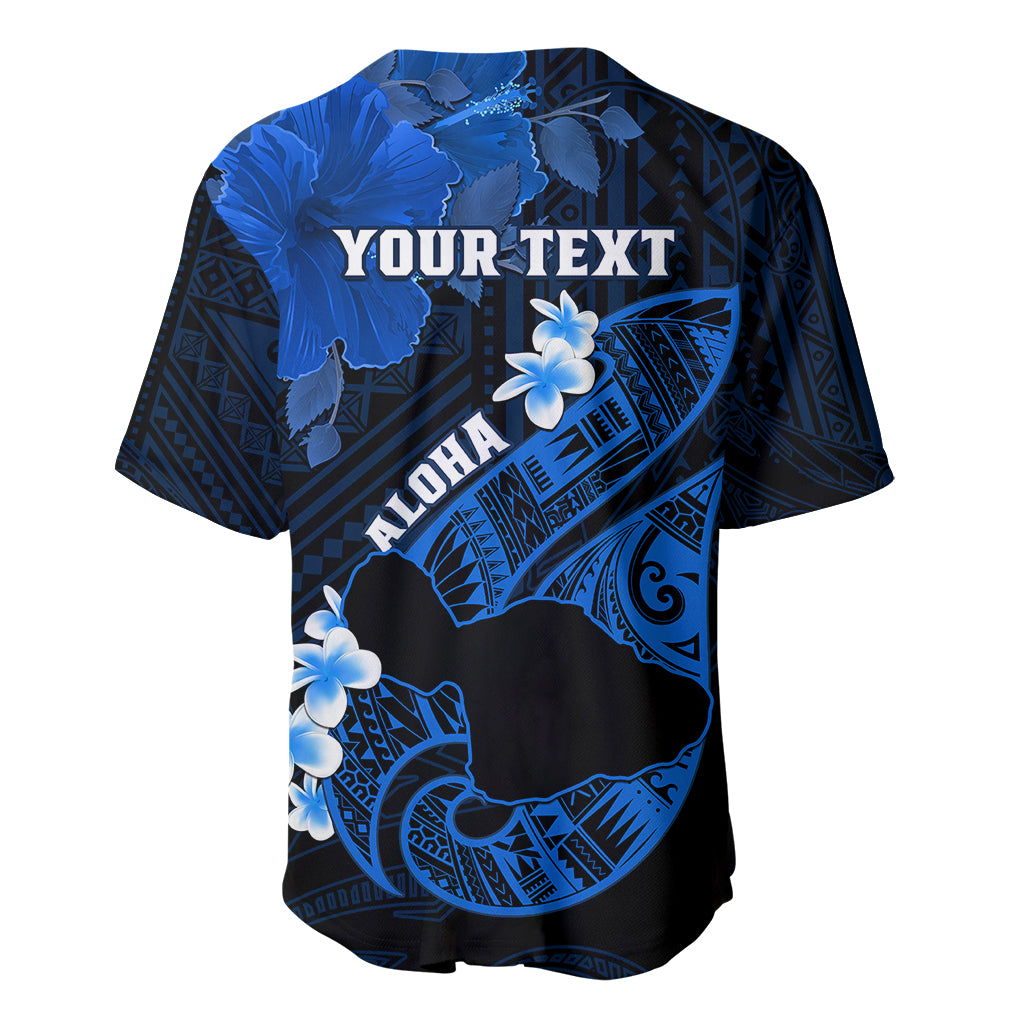 Personalized Hawaii Maui Baseball Jersey Polynesian Fish Hook Hibiscus Blue Version LT05 - Polynesian Pride