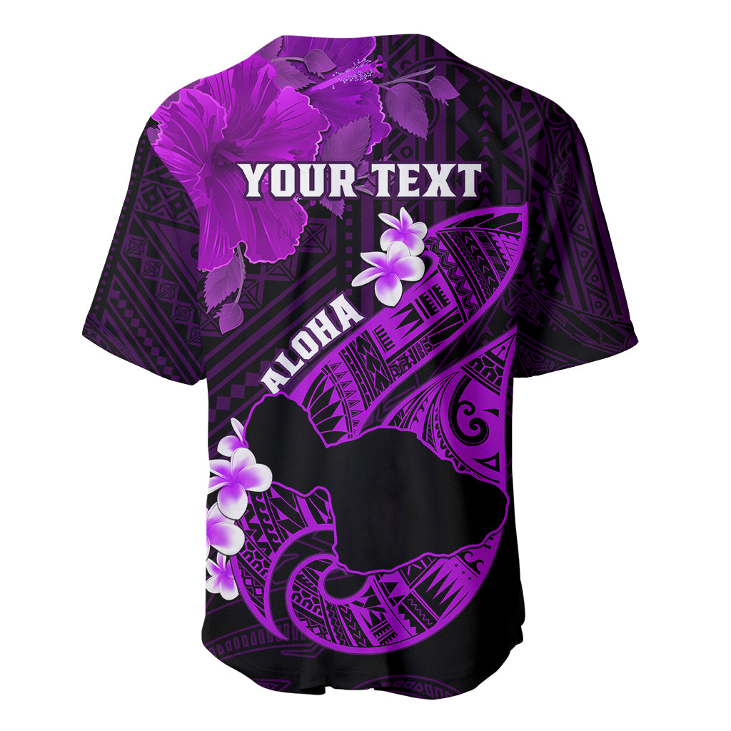 Personalized Hawaii Maui Baseball Jersey Polynesian Fish Hook Hibiscus Purple Version LT05 - Polynesian Pride