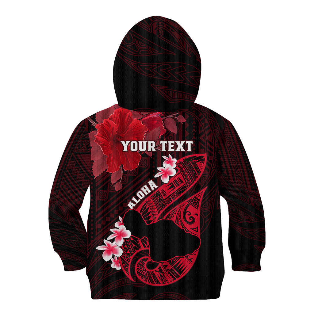 Personalized Hawaii Maui Kid Hoodie Polynesian Fish Hook Hibiscus Red Version LT05 - Polynesian Pride