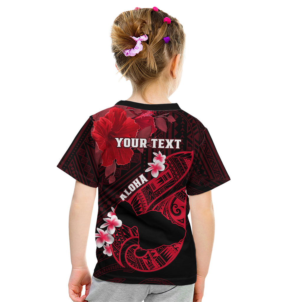 Personalized Hawaii Maui Kid T Shirt Polynesian Fish Hook Hibiscus Red Version LT05 - Polynesian Pride
