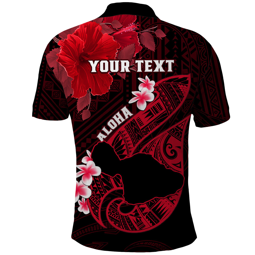 Personalized Hawaii Maui Polo Shirt Polynesian Fish Hook Hibiscus Red Version LT05 - Polynesian Pride