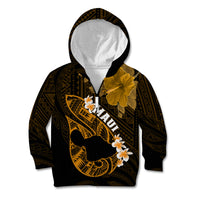 Hawaii Maui Kid Hoodie Polynesian Fish Hook Hibiscus Gold Version LT05 - Polynesian Pride