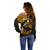 Hawaii Maui Off Shoulder Sweater Polynesian Fish Hook Hibiscus Gold Version LT05 - Polynesian Pride