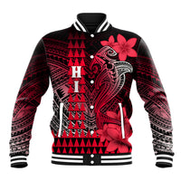 Personalized Hawaii Baseball Jacket Hammerhead Shark Kakau Polynesian Tribal Red LT05 Unisex Red - Polynesian Pride