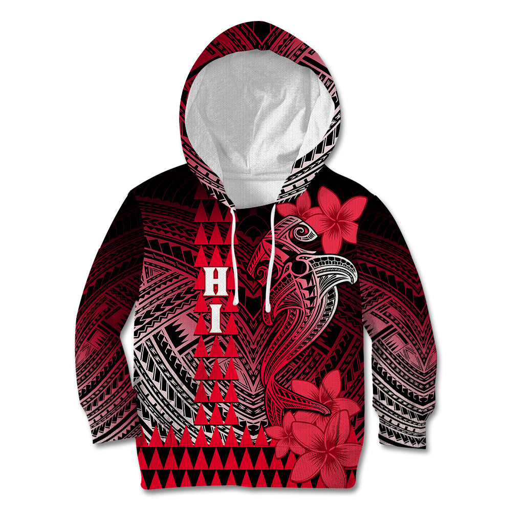 Personalized Hawaii Kid Hoodie Hammerhead Shark Kakau Polynesian Tribal Red LT05 Hoodie Red - Polynesian Pride