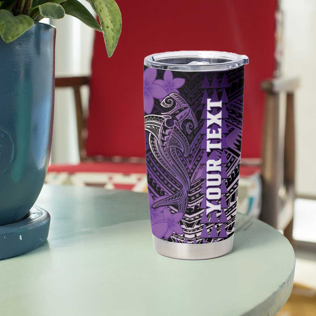 Personalized Hawaii Tumbler Cup Hammerhead Shark Kakau Polynesian Tribal Purple