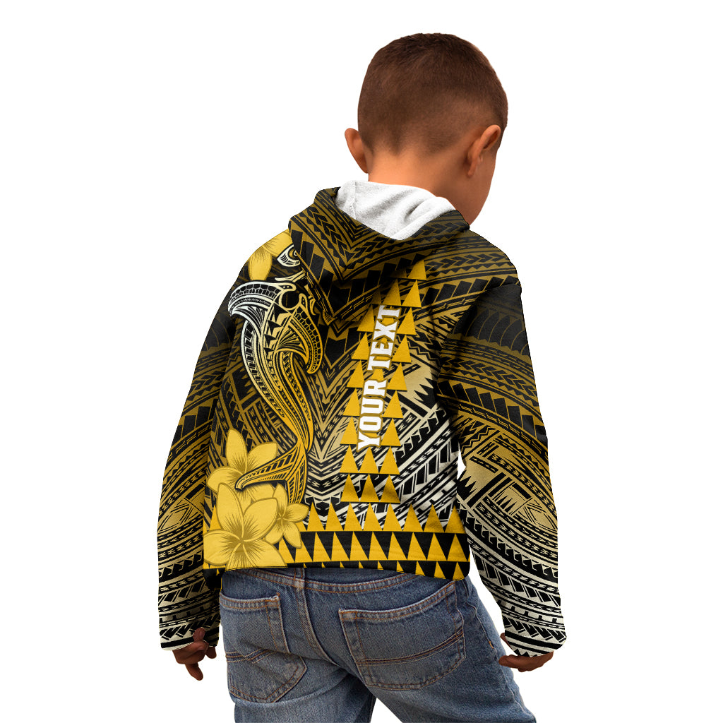 Personalized Hawaii Kid Hoodie Hammerhead Shark Kakau Polynesian Tribal Gold LT05 - Polynesian Pride