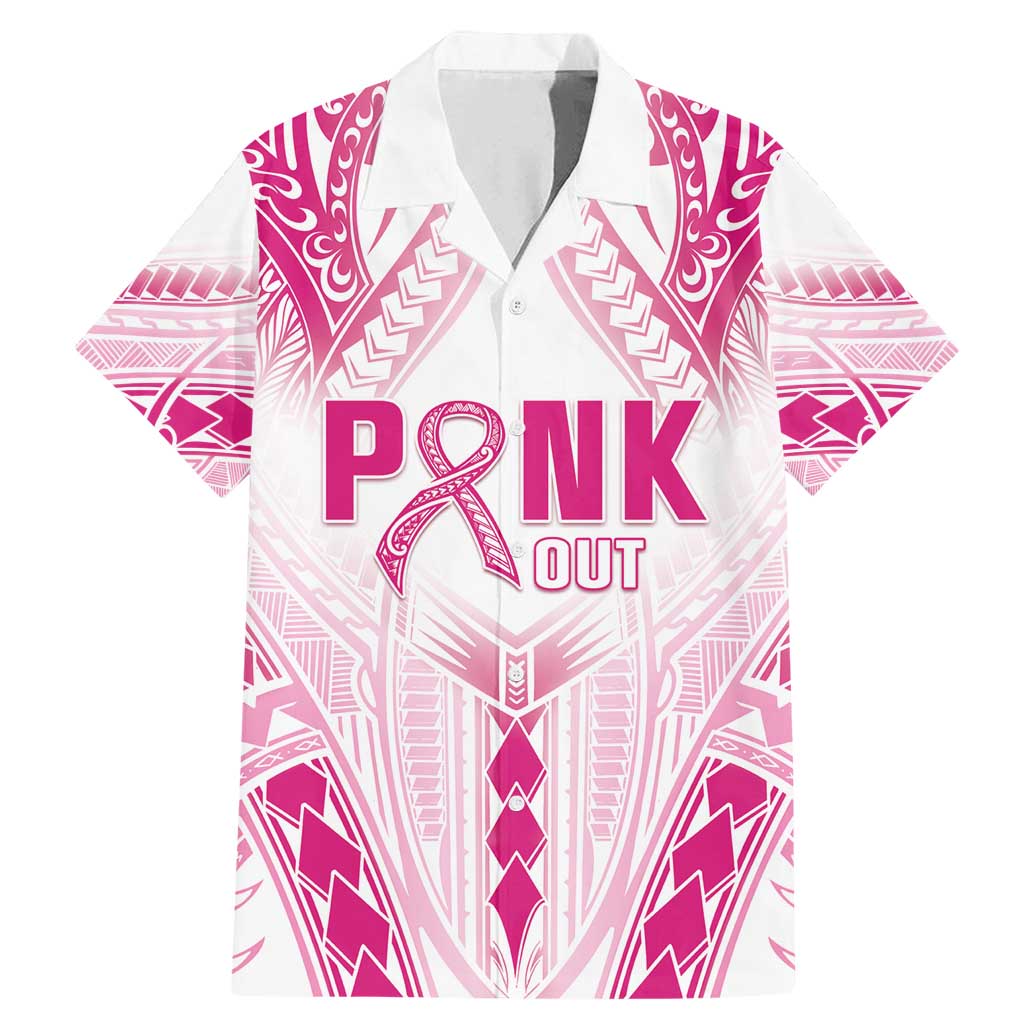 Breast Cancer Pink Out Family Matching Mermaid Dress and Hawaiian Shirt Polynesian Art Tattoo White Version LT05 Dad's Shirt - Short Sleeve White - Polynesian Pride